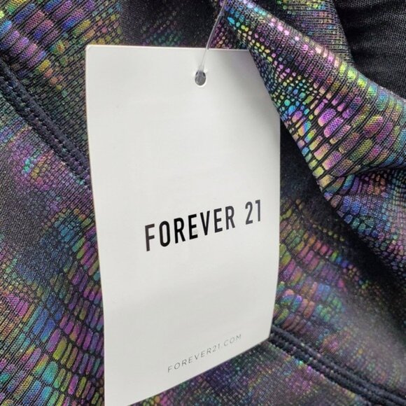 Forever 21 LA Society Womens Black Iridescent Snake Print Leggings Size S NWT - Picture 6 of 6